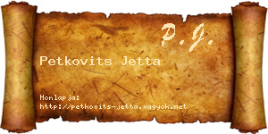 Petkovits Jetta névjegykártya